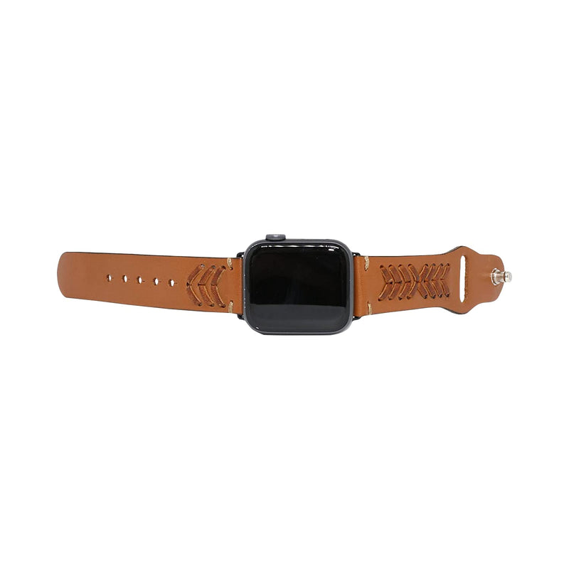 Sambboho - All Natural Soft Leather Watch Bands w/Durable Hand Stitched Bead Embroidery Braided 38/40mm