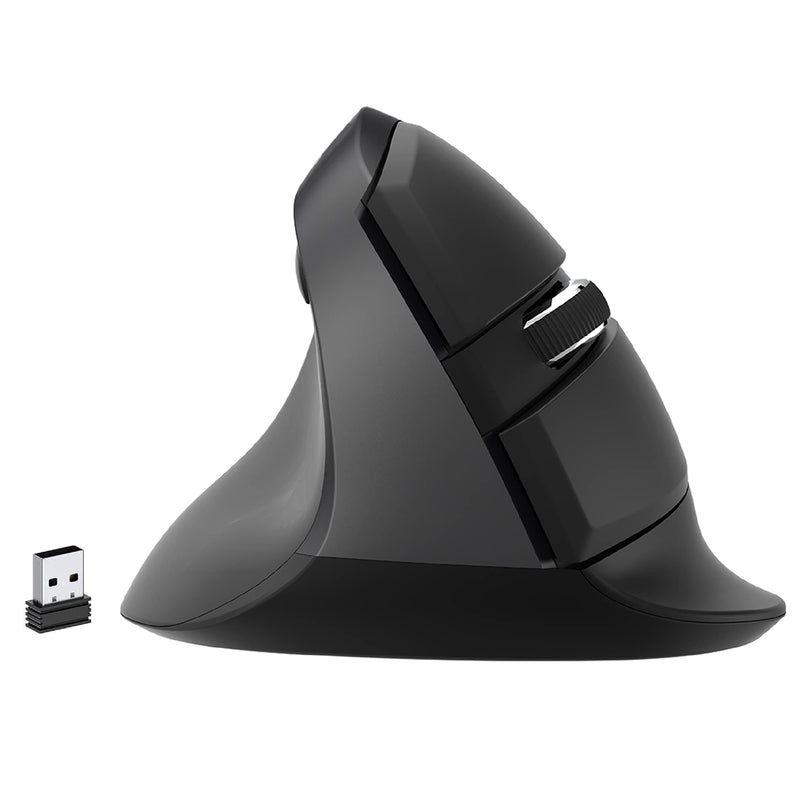 J-Tech Digital Left Handed Wireless Ergonomic Vertical Mouse for Small Hands with USB Nano Transceiver, AA Battery, 4 DPI, Compatible with Mac and PC, Black [V628ML]