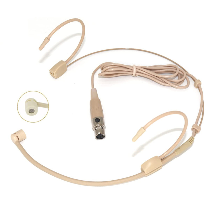 Headset Microphone Double Over Ear Earset Headworn Mic Condenser Cardioid Compatible with Shure Wireless System Bodypack Transmitter Mini 4 Pin XLR TA4F Plug