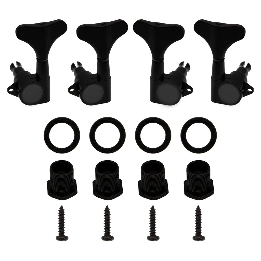 4Pcs Yootones Sealed Bass Tuning Pegs Machine Heads 2R2L Compatible with Electric Bass Tuners Replacement Parts (Black) Black