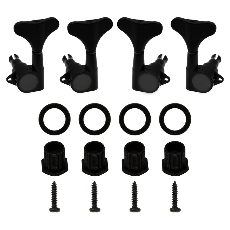 4Pcs Yootones Sealed Bass Tuning Pegs Machine Heads 2R2L Compatible with Electric Bass Tuners Replacement Parts (Black) Black