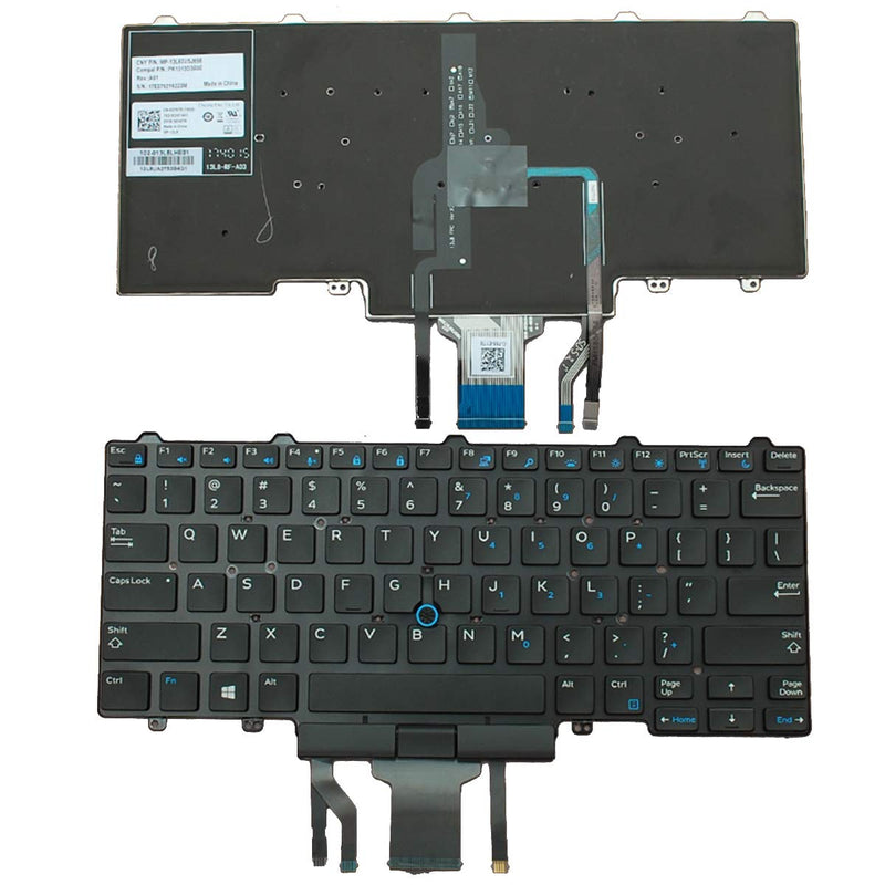 Laptop Replacement US Keyboard for Dell Latitude E5450 E5470 E7450 E7470 7480 7490 5480 5488 Laptop No Frame, with Pointer, with Backlight