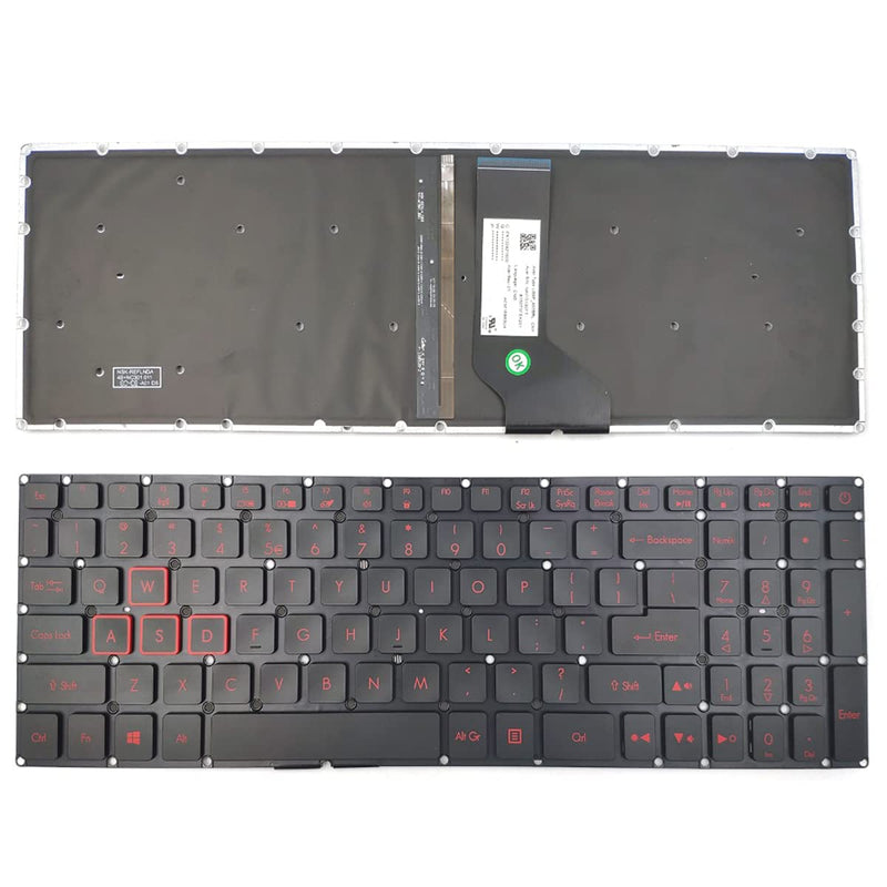 LXDDP Laptop Replacement US Layout Red Backlit Keyboard for Acer Nitro 5 AN515-41 AN515-42 AN515 AN515-51 AN515-52 AN515-53 N16C7 N17c1 AN515-51-705,Black