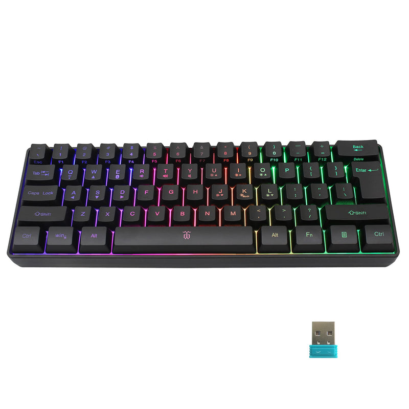 Snpurdiri 60% Wireless Gaming Keyboard,2200mAh Mini 61 Keys Mechanical Feeling Keyboard with Bluetooth 5.1&2.4G Wireless Dual Modes,Support Charging,Suitable for PC/Tablet/Smartphone Gamer,Black Black