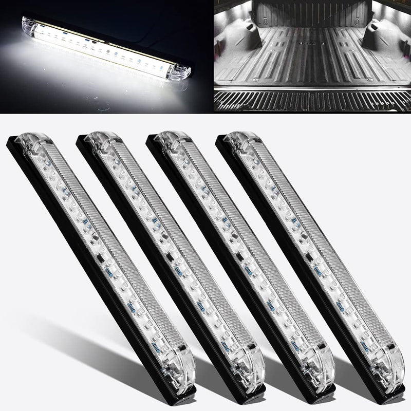 [AUSTRALIA] - nifeida 8" Clear Lens 18LED Waterproof Utility Strip Light Bar Surface Mount for 12V Marine Boat RV Interior Light Slim Line Pickup Truck Trailer Under Hood Lights Side Marker Lamp [Pack of 4] White 