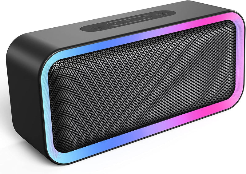 Kunodi Bluetooth Speaker, Bluetooth 5.3 Wireless Portable Speaker with 10W Stereo Sound, Party Speakers with Dynamic RGB Light,18-Hour Playtime,IPX5 Waterproof Speakers for Outdoors, Travel Black