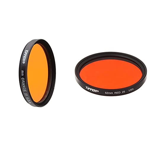 Tiffen 52mm 21 Filter (Orange) and Tiffen 52mm 25 Filter (Red) Orange Filter + 52mm 25 Filter
