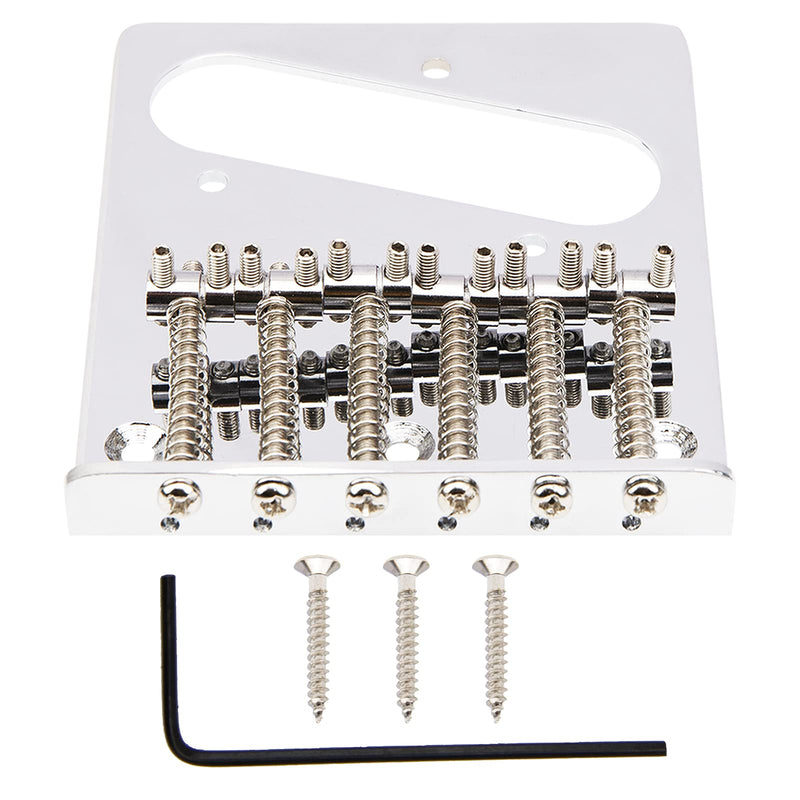 [AUSTRALIA] - 1Pcs Yootones Guitar 6 Saddle Bridge Top Loader Bridge Compatible with Fender Tele Telecaster Electric Guitar Replacement Parts (Silver) 