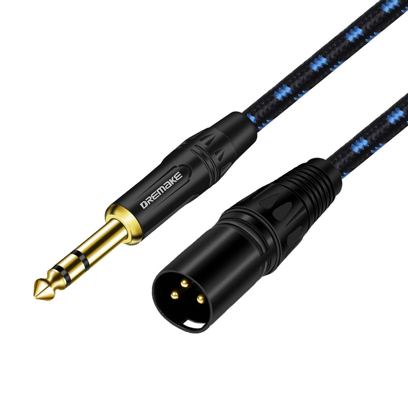 [AUSTRALIA] - DREMAKE 50FT XLR to 1/4 Inch TRS Mic Audio Cable, XLR 3 Pin Male to Quarter Inch 6.35mm/6.5mm TRS Male Balanced Interconnect Patch Cord for Electric Drum, Saxophone, Effect Pedal, AMP, Power Amplifier 