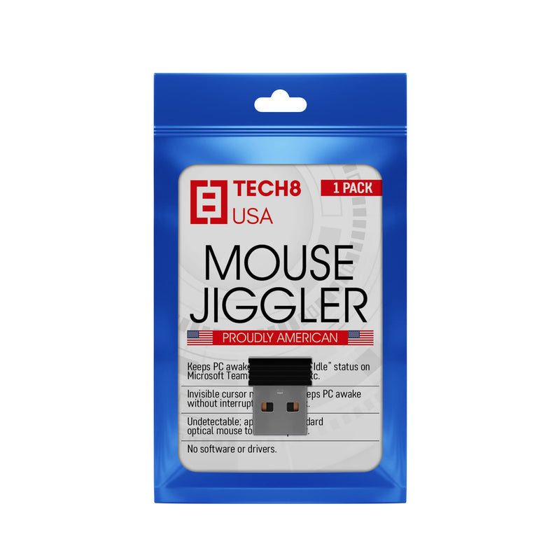 Tech8 USA, Undetectable USB Mouse Jiggler, Works in Background, Keeps Teams, Skype, Lync and PC Active, No Software, Plug-and-Play- US Company- 1 Pack One Pack