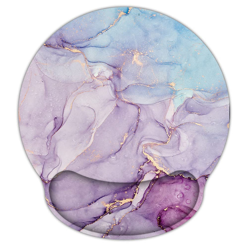Ergonomic Mouse Pad with Wrist Rest Support Gel, ArtSo Non Slip Rubber Base Pad Computer PC Laptop Women Men Mousepad for Home, Office, Gaming, Working Easy Typing, Pain Relief, Purple Blue Marble Pink Blue Marble