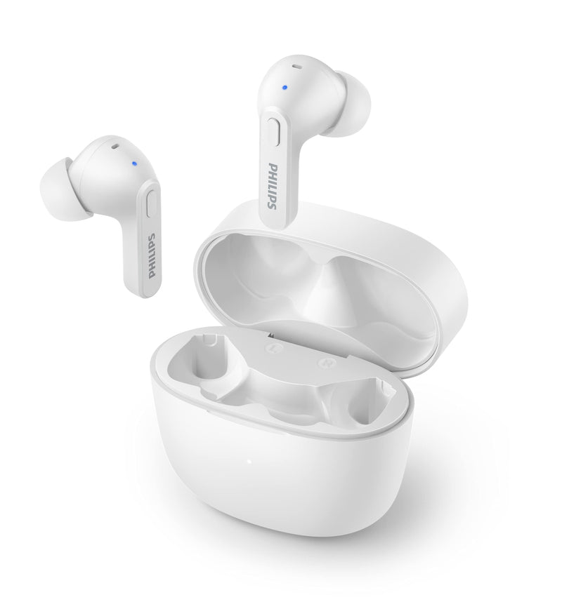Philips T2206 True Wireless Headphones with IPX4 Water Resistance and Super-Small Charging case Arctic White One size fits all In-Ear with Tip
