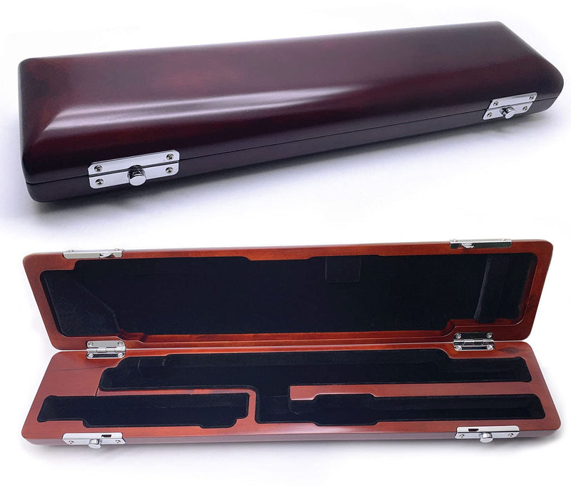 with B foot Hardwood Flute Case 17 hole flute Storage Box for Metal Flute Protect Carry flute