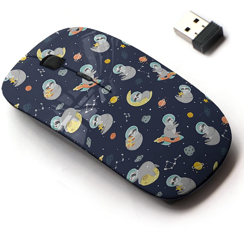 2.4G Wireless Mouse with Cute Pattern Design for All Laptops and Desktops with Nano Receiver - Space Funny Sloth