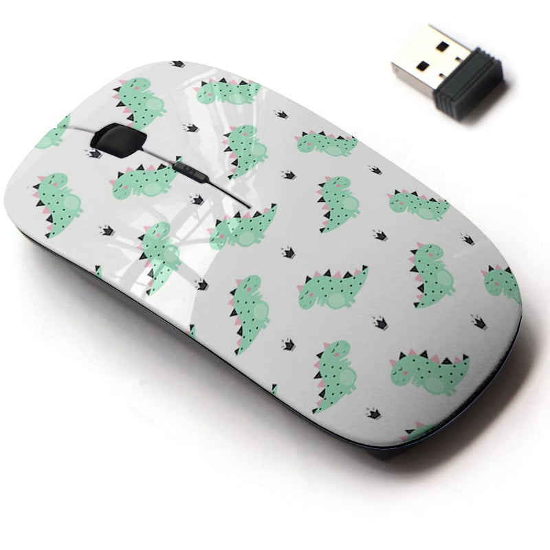 2.4G Wireless Mouse with Cute Pattern Design for All Laptops and Desktops with Nano Receiver - Cute Dinosaur Crowns