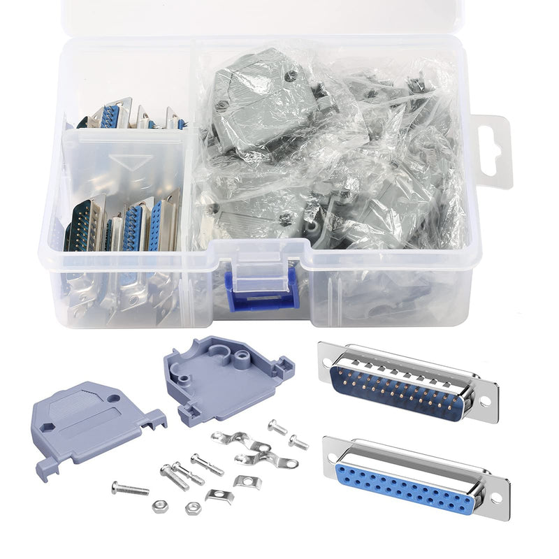 ANMBEST DB25 Solder Connector, 25PIN RS232 Terminal Adapter Breakout Board with Case Assortment Kit(5PCS Male + 5PCS Female)