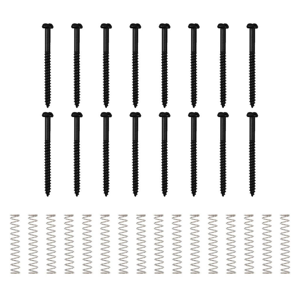 32Pcs Yootones Bass Pickup Mounting Screws Springs Compatible with P Bass Jazz Bass or P90 Pickups (Black) Black