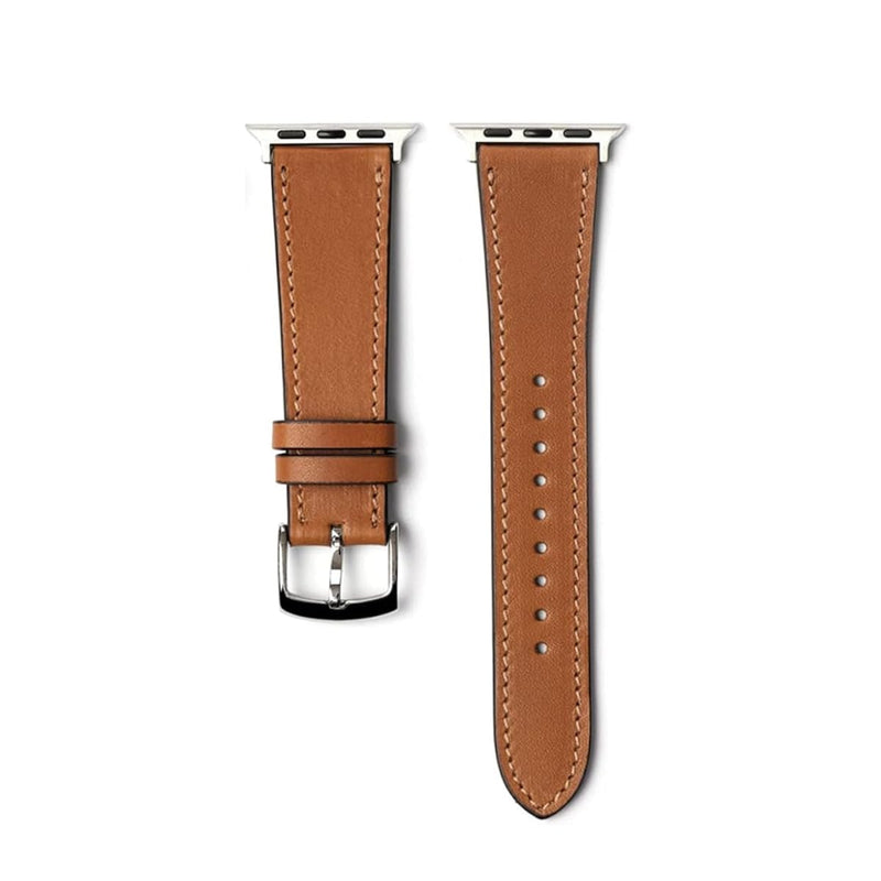 Leather Bands Compatible with Apple Watch Band 44mm 40mm 41mm 42mm 45mm 46mm 49mm Women & Men Premium Leather Replacement Band for iWatch Ultra SE Series 10 9 8 7 6 5 4 3 2 1 Barenia Leather - Golden Brown 49mm/45mm/44mm/42mm
