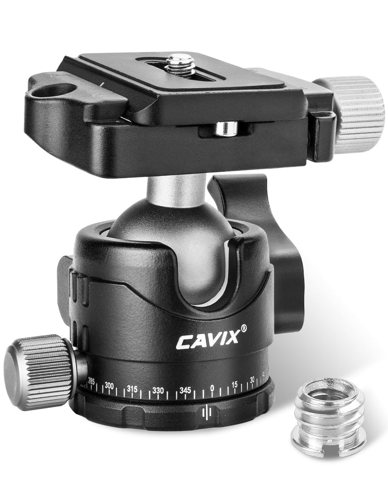 Low Profile Ball Head, CAVIX H-29S Camera Tripod Head Metal Ball Head with Arca Swiss Quick Release Plate Bubble Level Load Capacity 22 Lbs/10kg… Ball Dia. 29mm