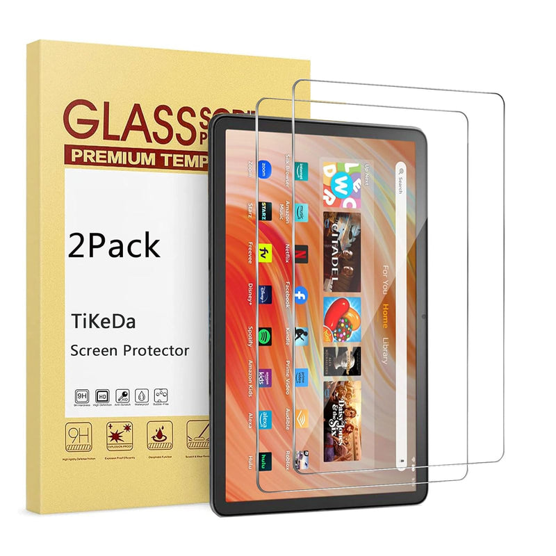 2-Pack Screen Protector for Amazon Fire HD 10 Tablet (2023/2021,13th/11th Generation) /Fire HD 10 Plus/HD 10 Kids/Kids Pro Tablet 2021, 9H Hardness Tempered Glass Guard for Fire 10