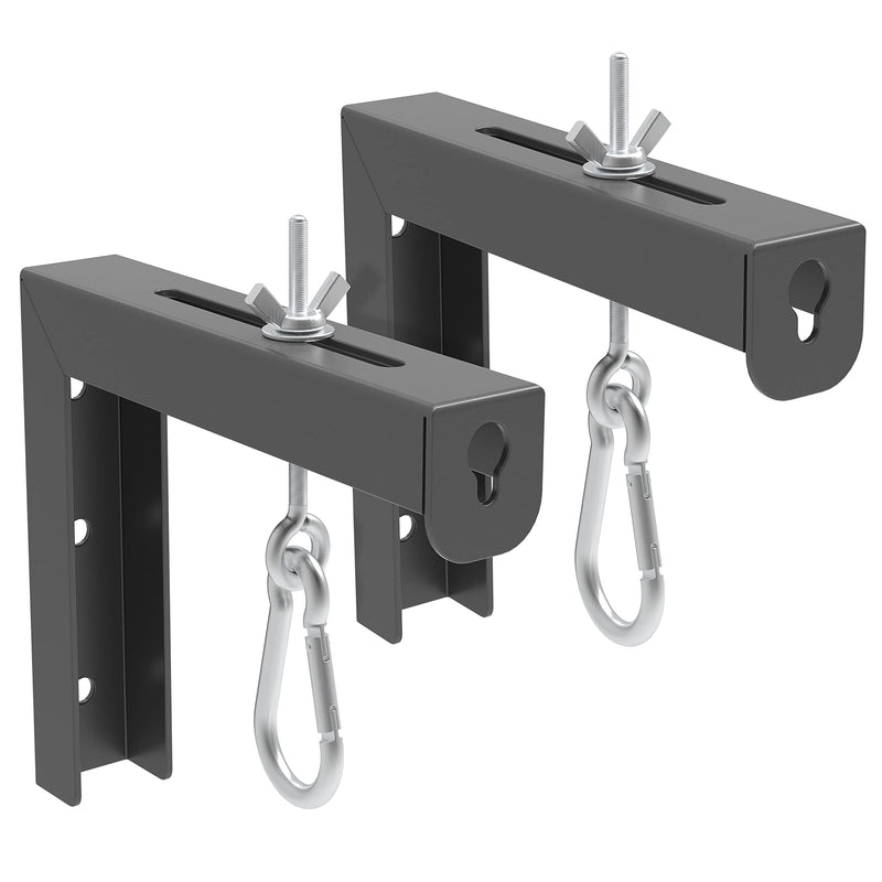 Black Universal Projector Screen L-Bracket Wall Hanging Mount 6 inch Adjustable Extension with Hook Manual, for Wall or Ceiling Mount Home Projector and Movie Screens, 80 Lb Capacity Each