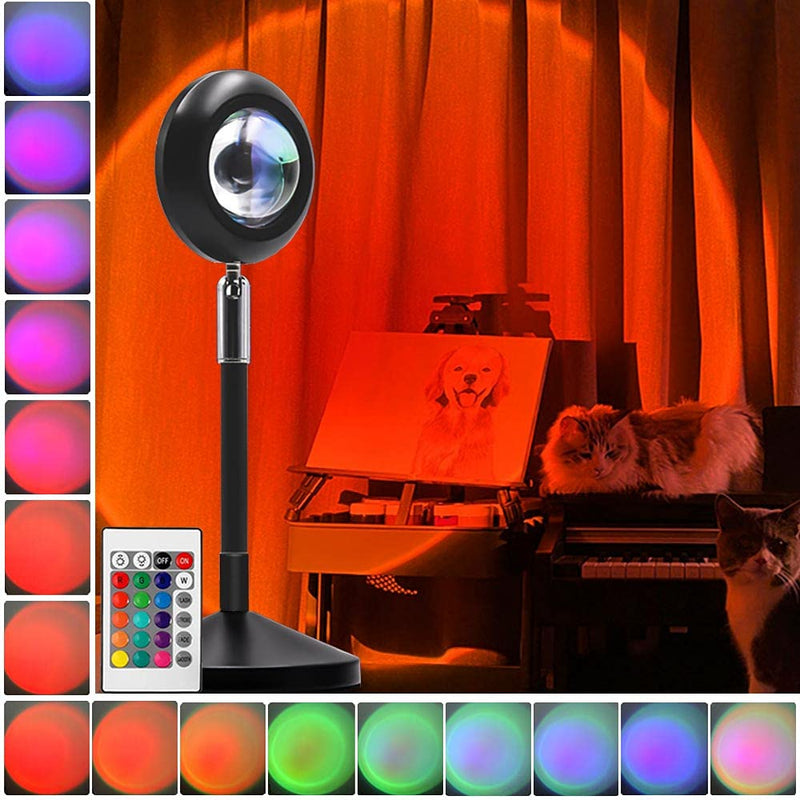 Sunset Lamp, Sunset Projection Lamp YouOKLight Sunset Projector Light 16 Colors Brightness Adjustable with Remote Control USB Charging Projection Night Light for Photography Party Home Living Room Rgb, Remote Control