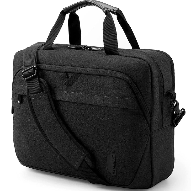 BAGSMART Laptop Bag, 15.6 Inch Briefcase Men, Lockable Computer Bag Work Bag, Water-Repellent Shoulder Messenger Bag Travel Office Business, Black Black-15.6 Inch