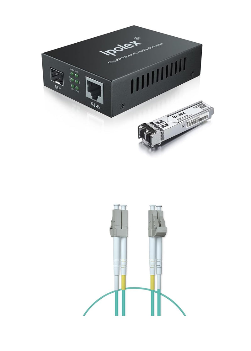 ipolex LC Media Converter + OM3 LC Fiber Cable