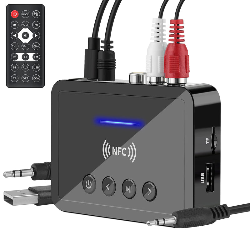 Bluetooth 5.0 Transmitter Receiver Adapter Audio 3 in 1 Bluetooth Audio Adapter 3.5mm AUX RCA Optical USB HiFi Stereo Music, FCC Pass 2A4RO-M6 M6