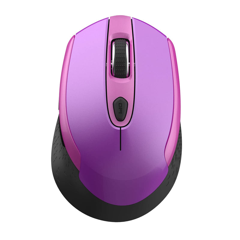 RaceGT Wireless Computer Mouse, 2.4G Silent Cordless Mouse for Laptop, Mouse with 6 Buttons and 3 Adjustable DPI for Laptop, Deskbtop, MacBook , PC (Purple) purple