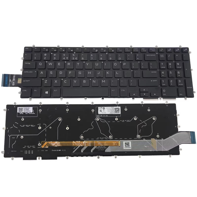 Laptop Replacement Keyboard Backlight for Dell Alienware M17 R1 M15 2019 Black Borderless US Layout