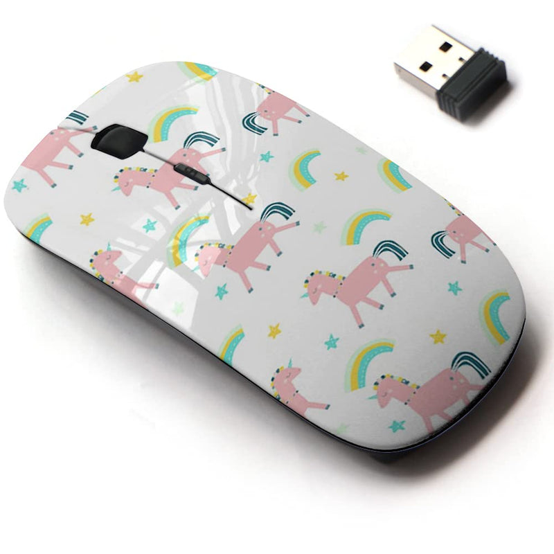 2.4G Wireless Mouse with Cute Pattern Design for All Laptops and Desktops with Nano Receiver - Fashion Kids Print Magic Unicorn