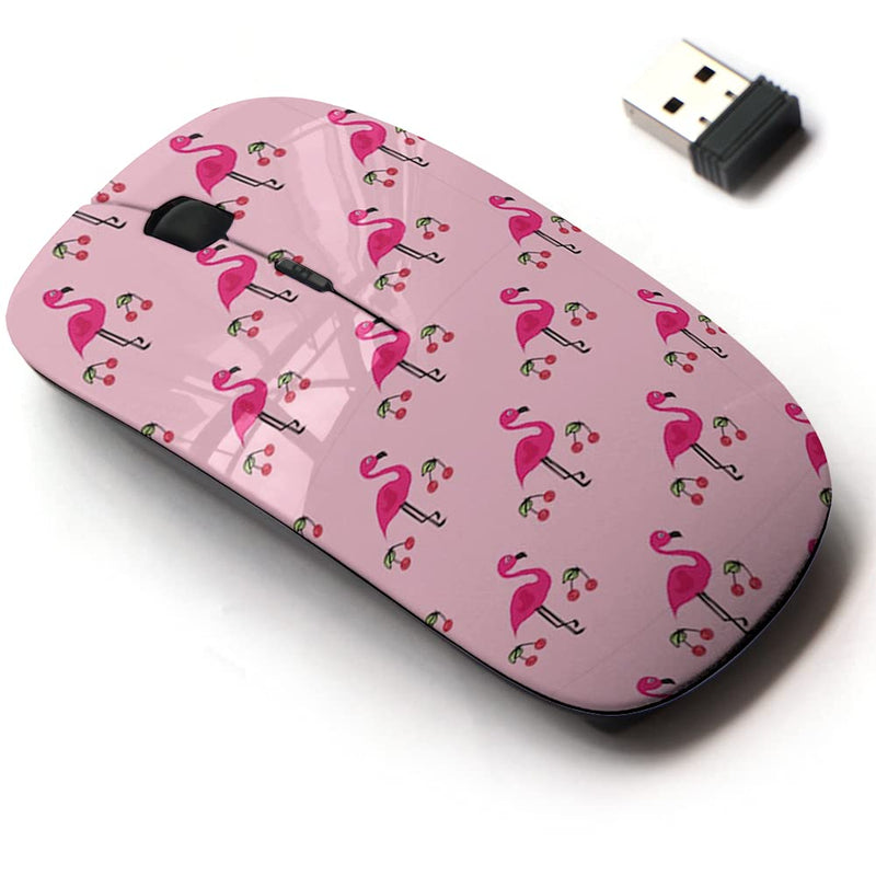 2.4G Wireless Mouse with Cute Pattern Design for All Laptops and Desktops with Nano Receiver - Pink Flamingos can
