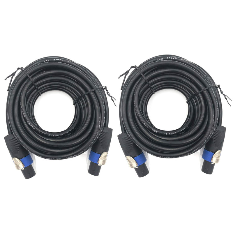 2 Pack 15ft Pro Speakon to Speakon Cable, Pair 12AWG Patch Cords, Professional Speakon Audio Cable Cord with NL4FC Connectors 15FT/2PACK