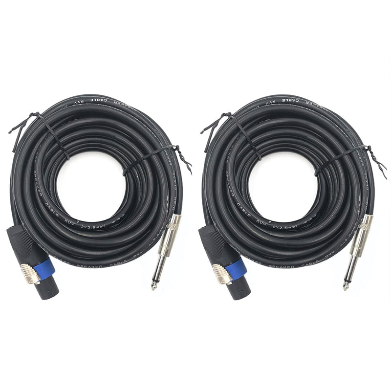 2 Pack 15ft Speakon to 1/4 Inch Male Speaker Cable, 15 feet 6.35mm Stereo Audio Connection Cord, 12 Gauge AWG Wires 15FT/2PACK