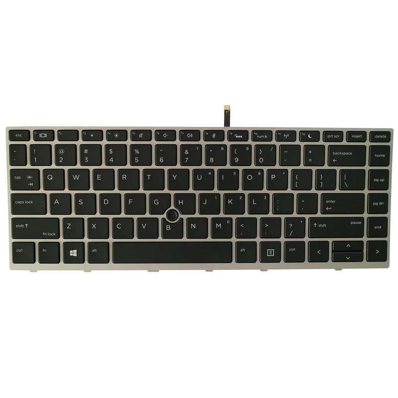 AUTENS Replacement US Keyboard for HP ProBook 640 G4 / 645 G4 / 640 G5 Laptop Silver Frame with Pointer Backlight