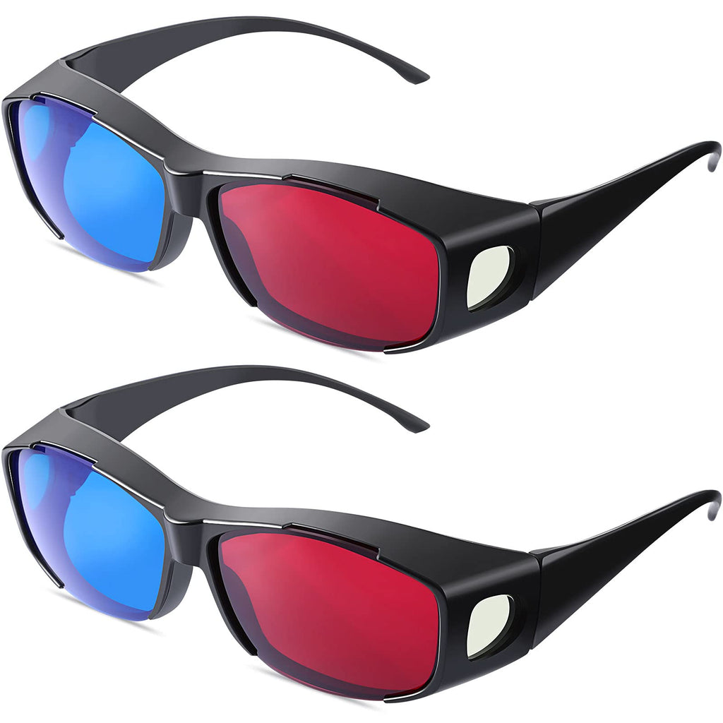 BBTO 2 Pieces 3D Movie Game Glasses 3D Red Blue Glasses for 3D Movies Games, 3D Viewing Glasses, Light Simple Design(Black)