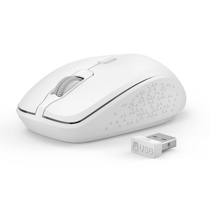 Wireless Mouse Dual Mode Bluetooth Mouse Wireless 2.4G Computer Mouse Optical Silent Mouse USB Receiver in The Mouse 3 Adjustable DPI Mice for MacBook Laptop Notebook PC Tablet (White) White
