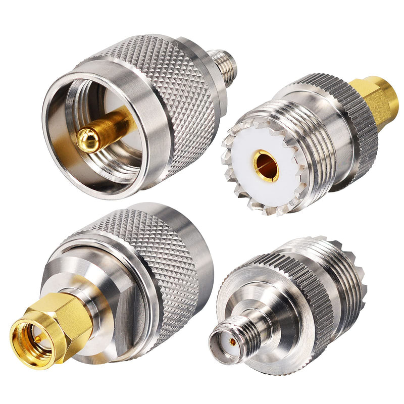 onelinkmore Ham Radio Adapter SMA to UHF Antenna Adapter Kits PL259 SO239 UHF VHF Adapter for RF Applications/CB Radio/Handheld Ham Radio Antenna/Walkie Talkie/Amateur radios Upgraded 4 PCS