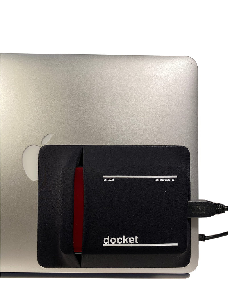 docket External Hard Drive Holder for Laptop - Closed Pocket Design with Cable Hole for Safe Storage - Expand Storage While Eliminating Boundaries, Black