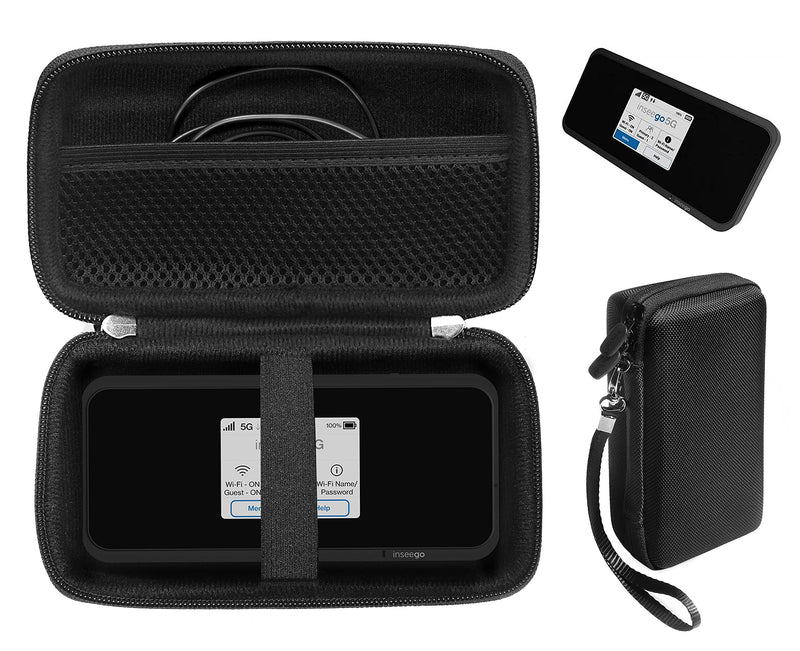 CaseSack Case for Inseego MiFi M2100, M2000 Hotspot, Verizon Wireless Jetpack 8800L 4G LTE, Mesh Accessory Pocket, Detachable Wrist Strap (Black) Black
