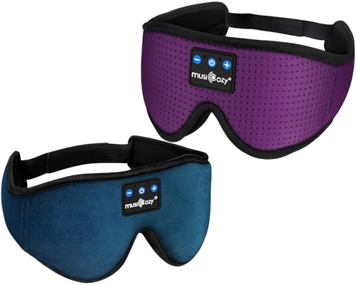 MUSICOZY Sleep Headphones Bluetooth 5.4 Headband Sleeping Headphones Sleep Mask, Wireless Music Eye Mask Sleep Earbuds for Side Sleeper Men Women Cool Tech Gadget Unique Gift Office Travel, Pack of 2