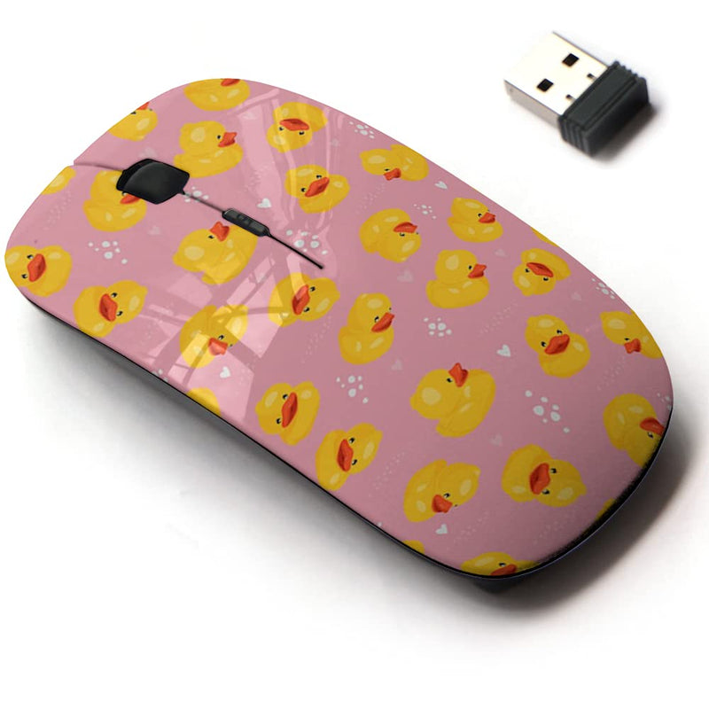 2.4G Wireless Mouse with Cute Pattern Design for All Laptops and Desktops with Nano Receiver - Yellow Rubber Duck