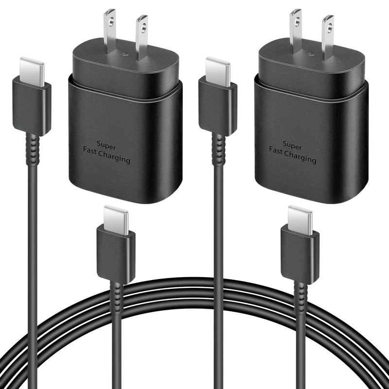 2 Pack USB C Charger, 25W Type C Charger Fast Charging with USB C to C Charger Cable 6FT Android Phone Charger for Galaxy S24 Ultra/S23+/S22/S21/S20/Phone 15/15 Plus/15 Pro Max