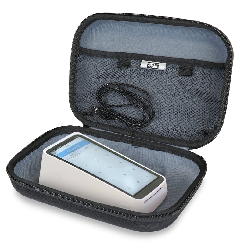 USA GEAR Square Terminal Case Compatible with Square Terminal Cash Register, Square Terminal Printer Paper, and Card Reader Accessories - Water Resistant Exterior and 3 Removable Pouches - Black