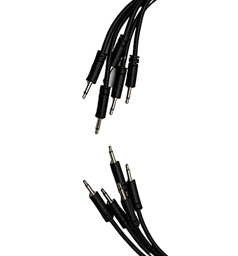 Luigis Modular Supply Spaghetti Eurorack Patch Cables - Package of 5 Black Cables, 12 (30 cm)