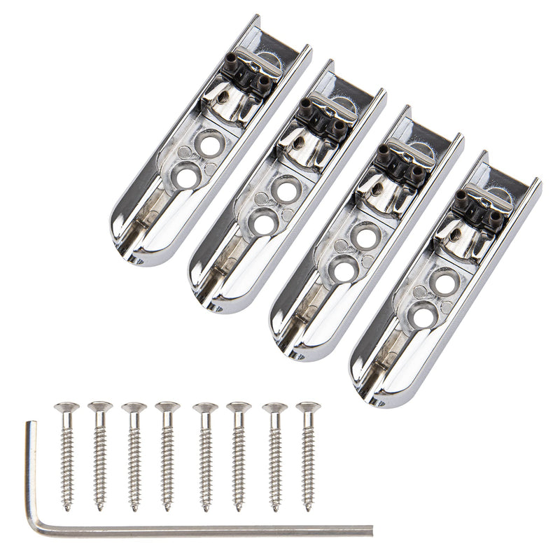 4Pcs Yootones Bass Guitar Bridge Individual Bass Bridge Tailpiece Single String Bass Bridge Compatible with 4 String Electric Bass Guitar Accessories (Silver) Silver