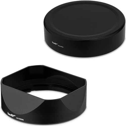 Haoge LH-X50N Bayonet Square Metal Lens Hood for Fujifilm Fuji Fujinon XF 50mm F2 R WR Lens with Metal Cap Kit on X-Pro3 X-T4 X-S10 Camera