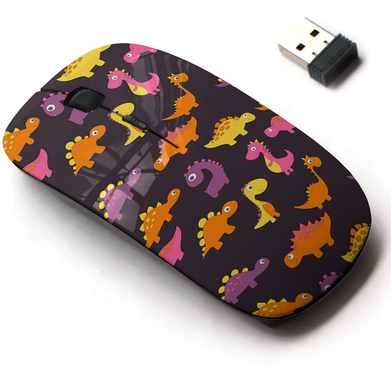 2.4G Wireless Mouse with Cute Pattern Design for All Laptops and Desktops with Nano Receiver - Childish Dinosaur Pattern Fashion