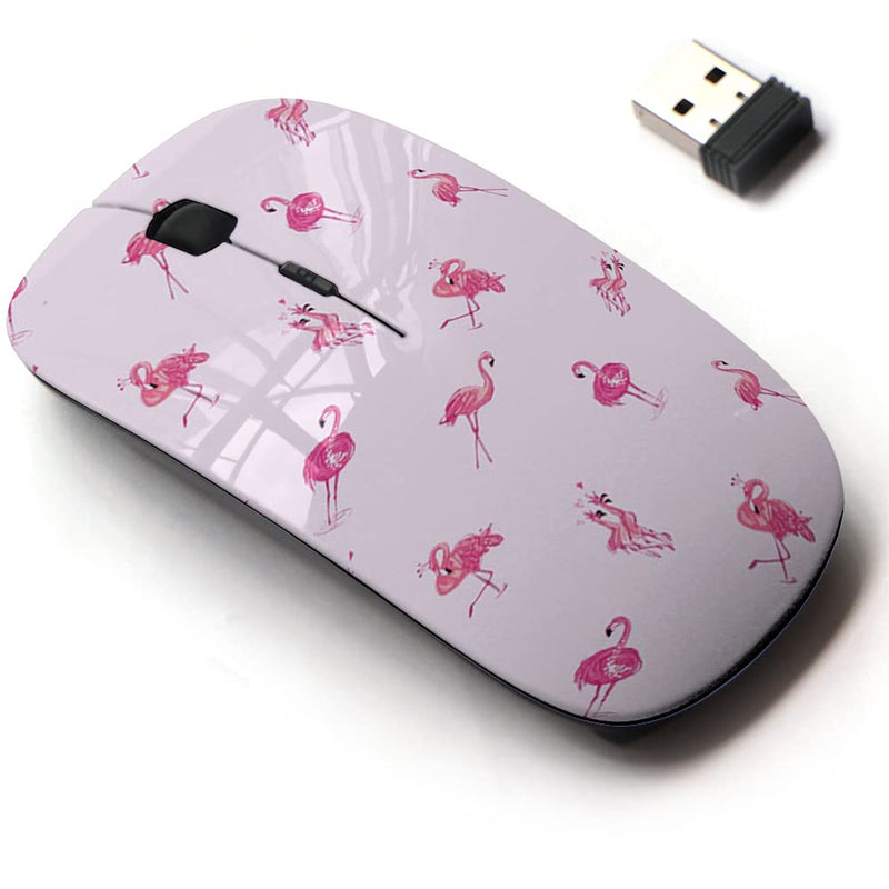 2.4G Wireless Mouse with Cute Pattern Design for All Laptops and Desktops with Nano Receiver - Pink Tropic Pattern Flamingo